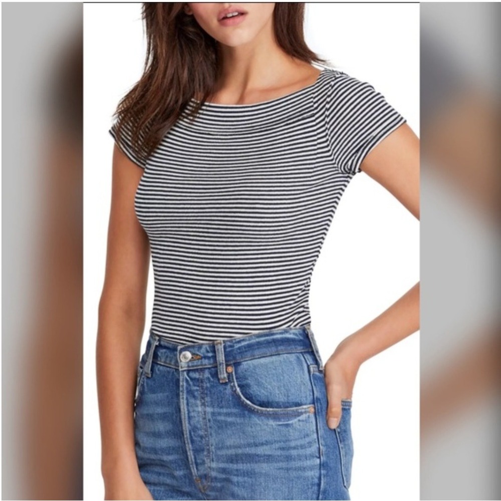 Free People We The Free Ahoy Boatneck‎ Tee Stripe Short Sleeve Small